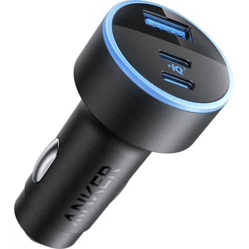Anker 335 67W black car charger with USB-C and USB-A ports for fast charging