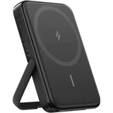 Anker MagGo A1618 5000mAh magnetic wireless power bank with 7.5W charging, compact stand design, USB-C support, and portable backup power.