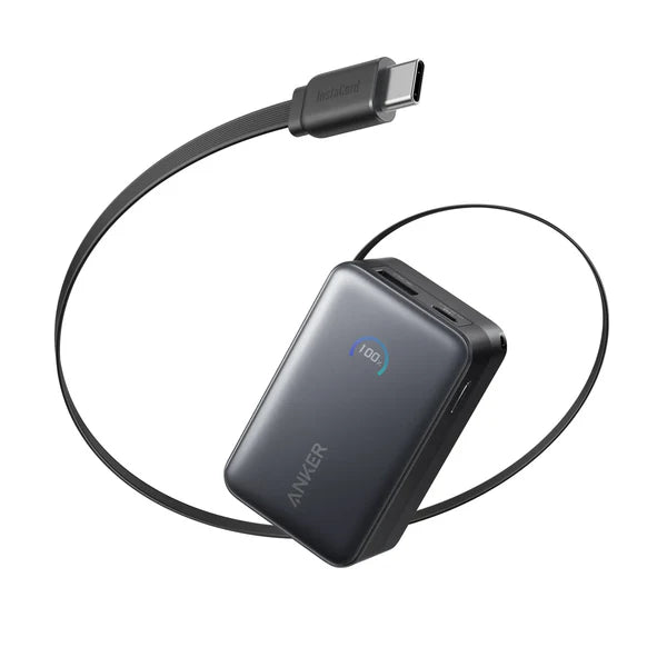 Anker Nano PowerBank 10000mAh 45W Retractable A1638 price in Pakistan with built-in USB-C cable and smart display.