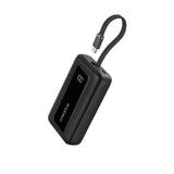 Anker Zolo PowerBank 10000mAh 30W A1688 in black with built-in USB-C cable, fast charging support, and compact portable design for iPhone, Android, and USB-C devices.