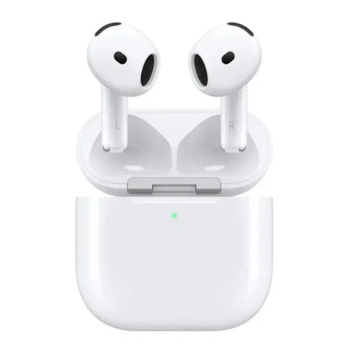 Apple AirPods 4 white wireless earbuds with USB-C charging case and open-ear design