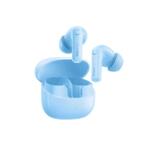 Baseus Bass BP1 Pro in-ear true wireless earbuds in blue with charging case, top view