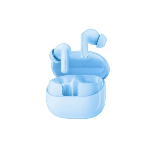 Baseus Bass BP1 Pro in-ear true wireless earbuds in blue, earbuds lifted from charging case, side view