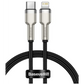Baseus Cafule Series Metal Data Cable showing USB Type-C to Lightning connector with 20W PD fast charging and black 2-meter braided cable