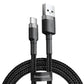 Baseus Cafule USB Type-C 3A 1M cable in black with braided design and straight connectors for fast charging and data transfer