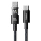 Close-up of BASEUS USB-C to USB-C 100W Fast Charging Cable highlighting the LED display and cable flexibility