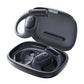 Baseus ELI 10I FIT black open-ear TWS earbuds floating above open charging case front view