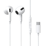 Baseus Encok C17 Type-C Lateral In-Ear Wired Earphones in white with inline volume control and USB-C connector
