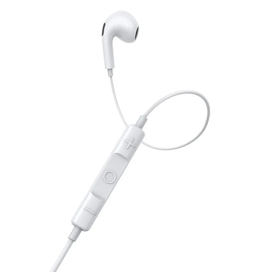 Close-up of Baseus Encok C17 Type-C Wired Earphones highlighting inline remote control and microphone