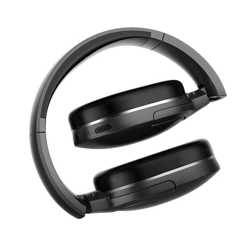 Baseus Encok D02 PRO folded wireless headphones showing sleek black design and compact form