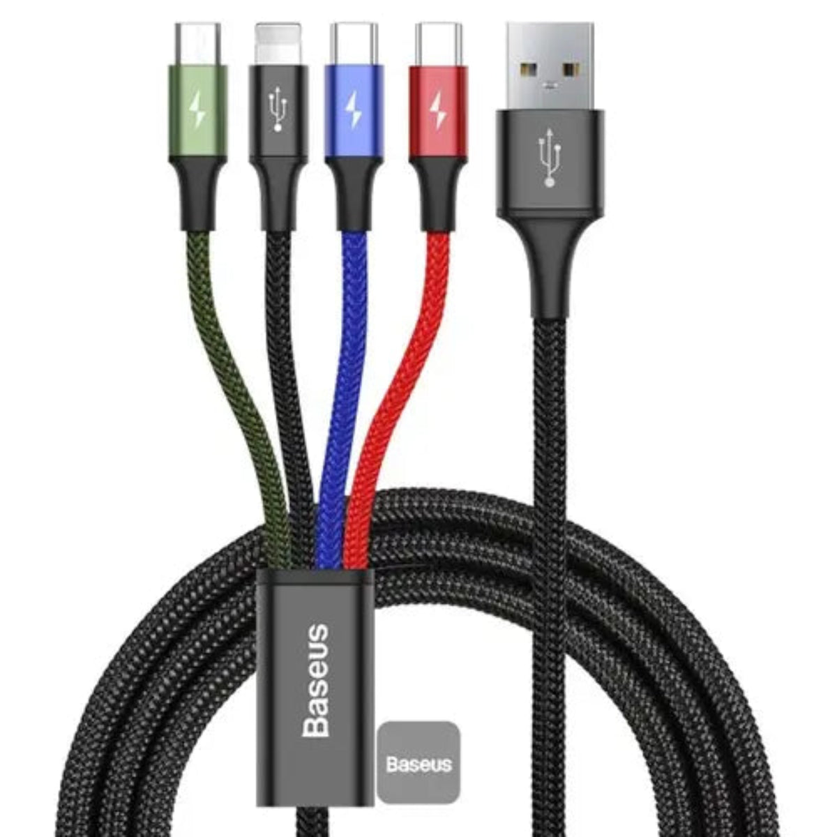 BASEUS Fast 4-in-1 Cable for iP + Type-C (2) + Micro – 3.5A, 1.2M Black