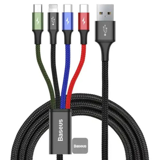 BASEUS Fast 4-in-1 Cable for iP + Type-C (2) + Micro – 3.5A, 1.2M Black - dynsol