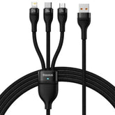 BASEUS Flash Series II One-for-Three Fast Charging Data Cable USB to M + L + C – 66W, 1.2M Black