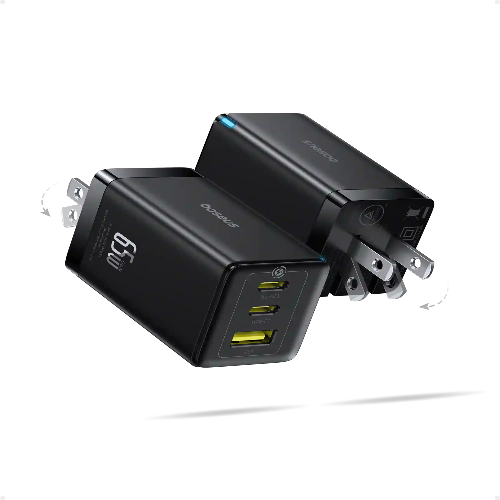 Baseus GaN5 Pro Fast Charger 2C+U 65W US Pack of 2 Cluster Black