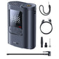 Baseus GoTrip VA1 Super Mini Cordless Inflator in Cosmic Black with digital display, 22‑cylinder motor, and included air hose, nozzles and charging cable