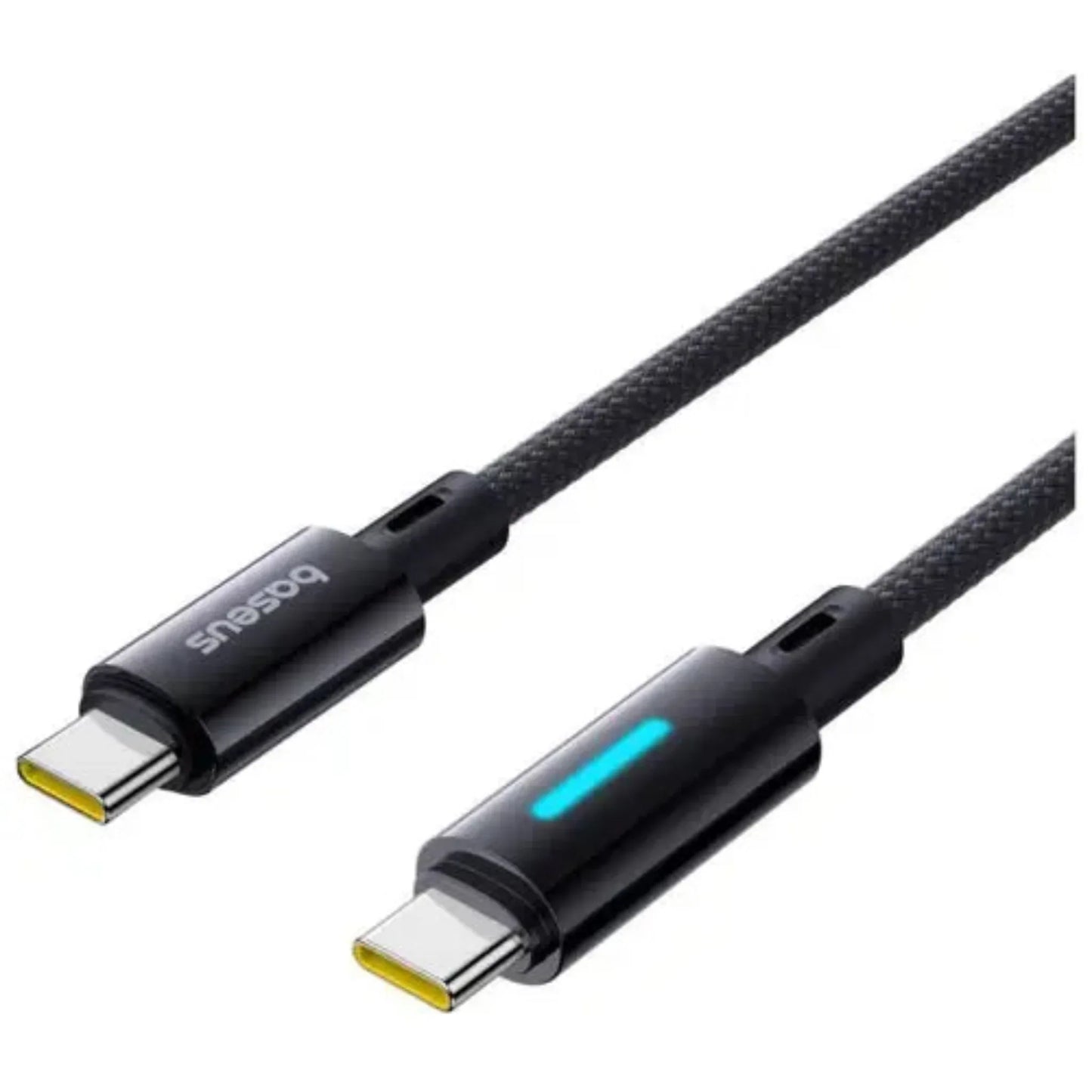 BASEUS Lit Button-Control Fast Charging Data Cable USB-C to USB-C – 100W (1M / 2M) Cosmic Black - dynsol