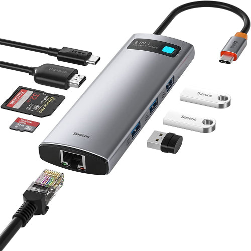 Baseus Metal Gleam Series 8-Port Type-C HUB Adapter USB C multiport hub with aluminum alloy body
