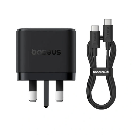 Baseus Palm 65W GaN fast charger 2C+U UK in Cluster Black with dual USB-C and USB-A ports