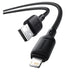 Close-up of BASEUS Silky Series black USB to Lightning fast charging cable connectors