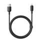 Close-up of BASEUS Silky Series black USB to Lightning fast charging cable connectors