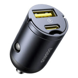Baseus Tiny Star Mini U+C 30W Cosmic Black car charger with USB-A and Type-C fast charging ports