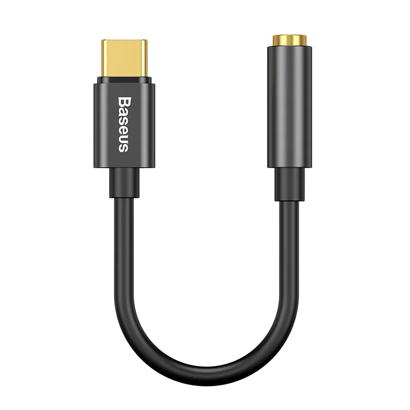 Baseus L54 Type-C Male to 3.5mm Female Audio Adapter Black with DAC 24-bit 48kHz support for wired headphones and AUX cables