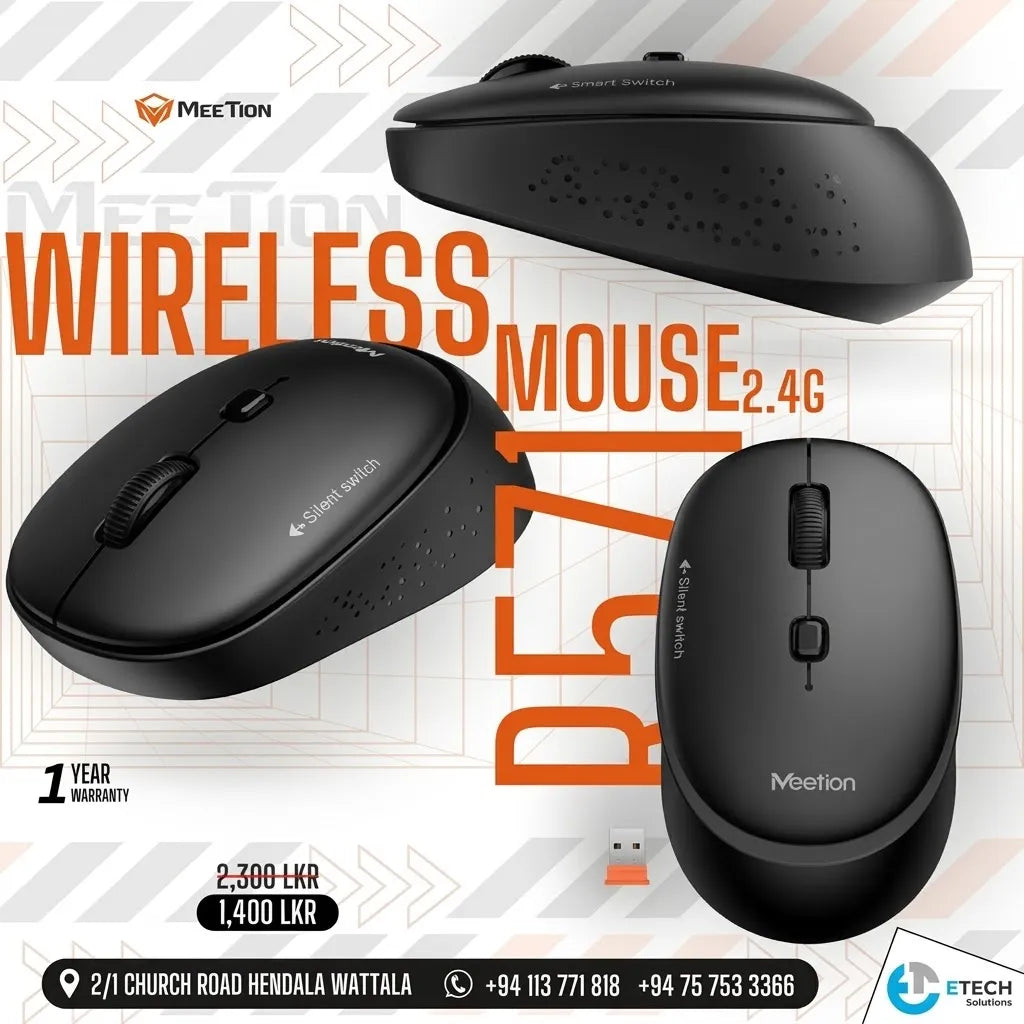 Meetion MT-R571 Wireless Office Mouse with 2.4GHz Link, Desk Control & Portable Design