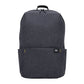  Black backpack with reinforced stitching structure.