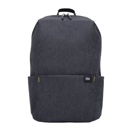  Black backpack with reinforced stitching structure.