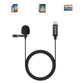  Black BOYA BY-M3 lavalier microphone with foam windscreen and USB-C connector on coiled cable.