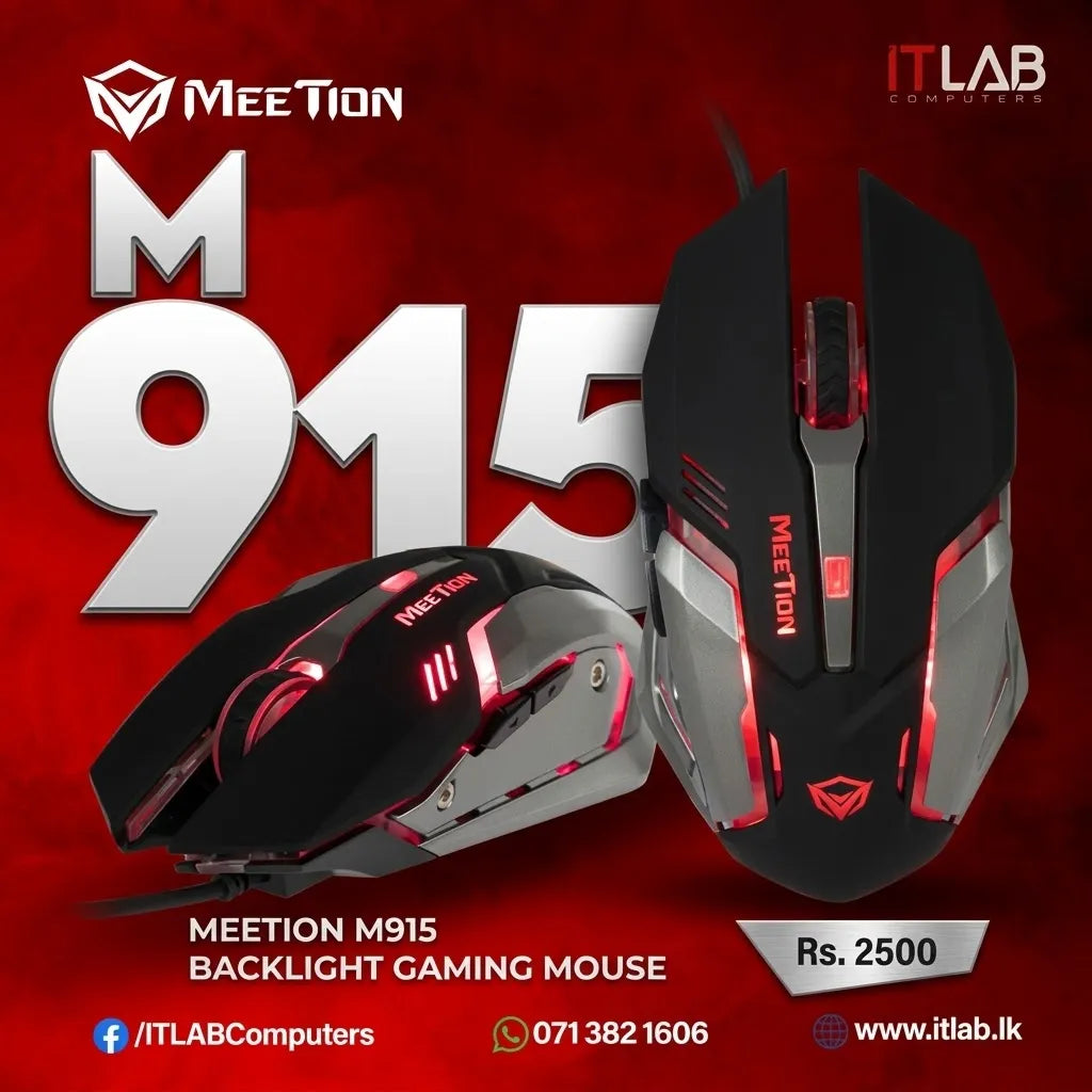 MEETION MT-M915 Gaming Mouse – 2400 DPI optical sensor, Six controls including the wheel