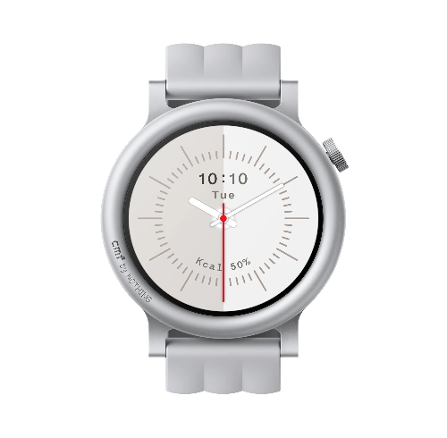 CMF Watch 3 Pro with silver strap showing vibrant AMOLED display, fitness tracking, multi-sport modes, and ergonomic design for all-day wear.