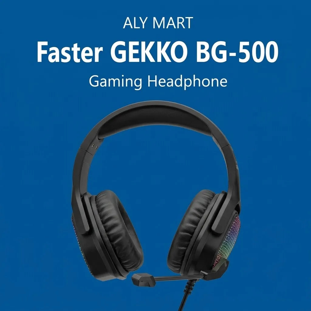 Faster BG500 GEKKO Gaming Headphones – 50mm Drivers, ENC Mic, RGB Lighting