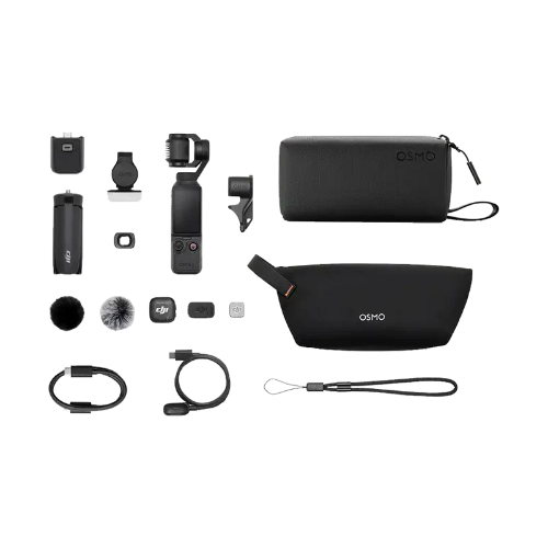 DJI Osmo Pocket 4 Creator Combo camera accessories and carrying case