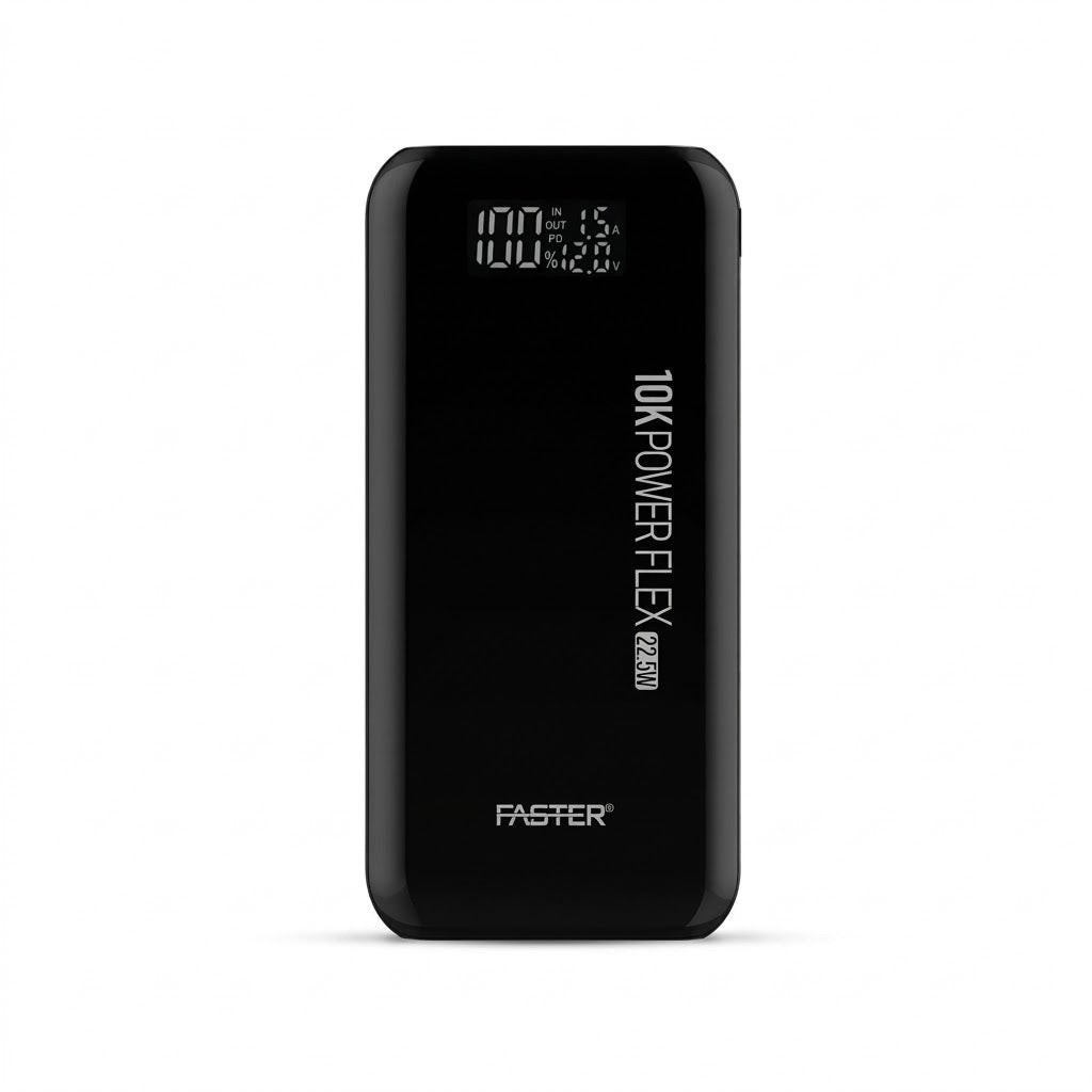 Faster PD-10K Power Flex Power Bank – 10000mAh, 22.5W Max Charging, Built-in Cables