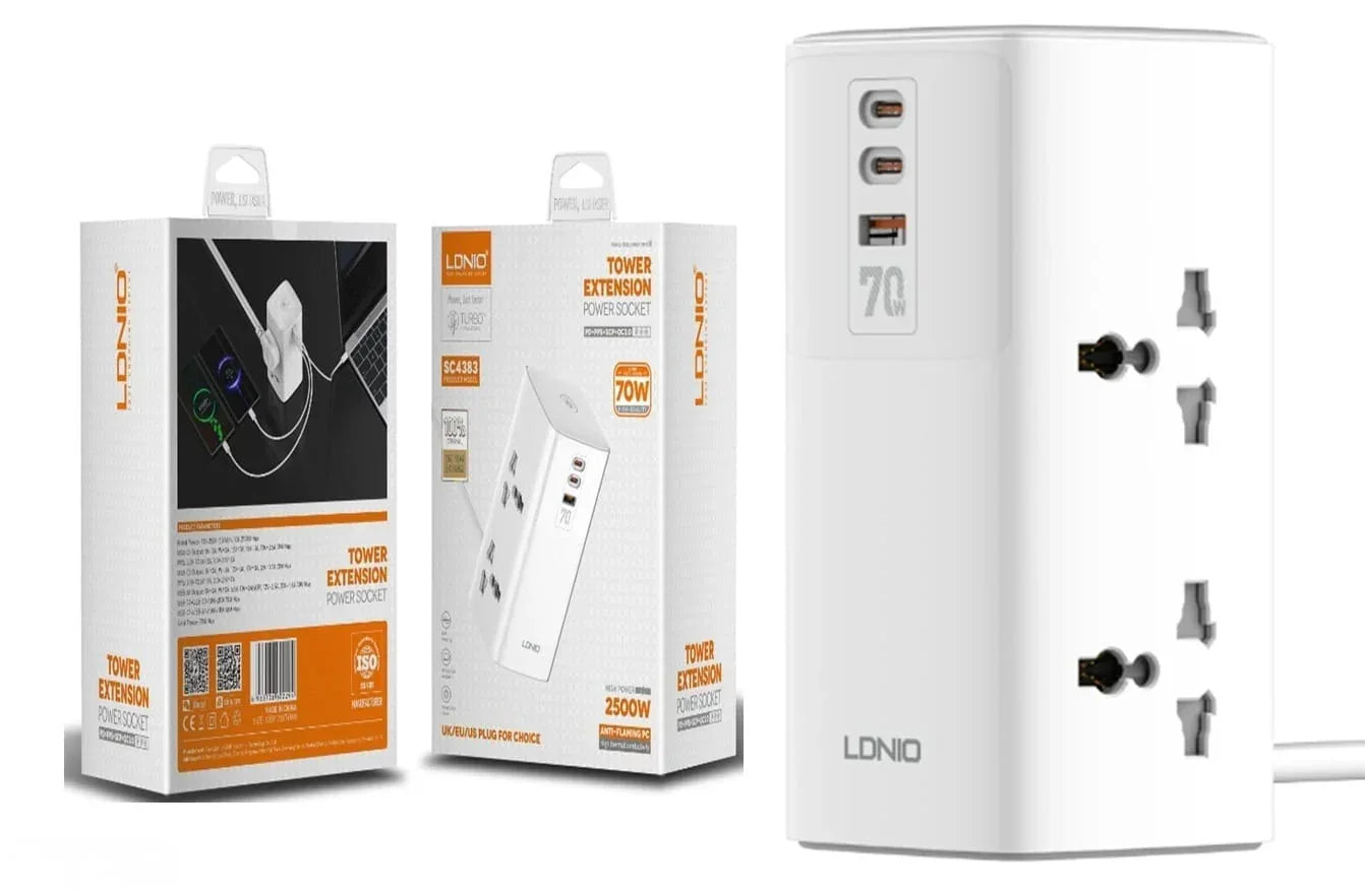LDNIO SC4383 EU 70W Super Fast 2C + USB-A Tower Extension Price in Pakistan | Dynsol.pk - dynsol