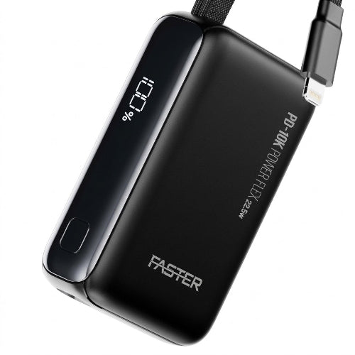Faster PD-10K Power Flex Power Bank for portable charging of compatible devices.