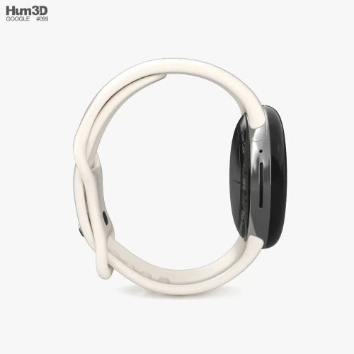 Google Pixel Watch 3 side profile with porcelain band and curved display
