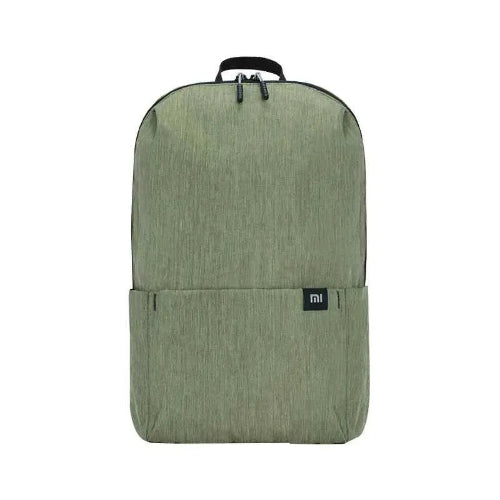  Green backpack featuring water-resistant fabric and 10 units in stock.