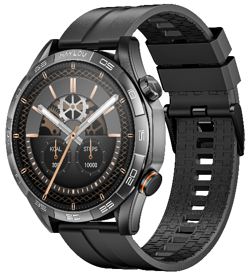 Haylou Solar 5 black AMOLED smartwatch with premium circular design