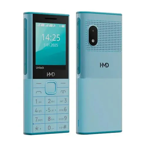 HMD 150 Music light blue keypad mobile phone with FM radio and long battery backup