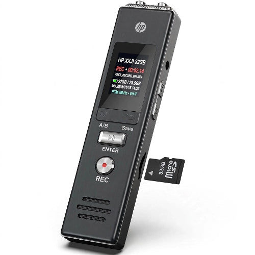 HP XXJI 32GB Digital Voice Recorder with Noise Reduction and High Quality Audio Recording