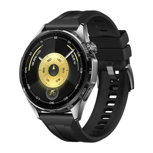 Huawei Watch GT 6 46mm smartwatch in black with AMOLED display and premium sports strap
