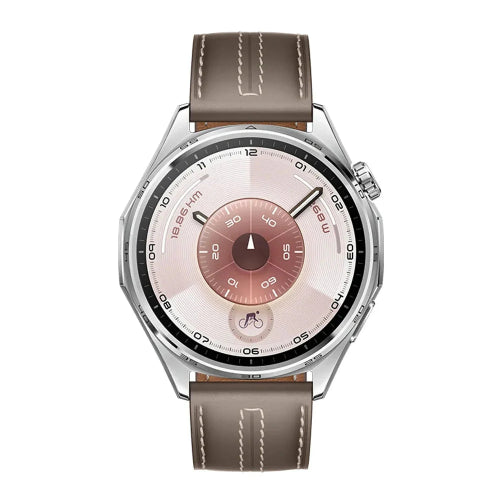 Huawei Watch GT 6 46mm smartwatch in brown with AMOLED display and elegant leather-style strap