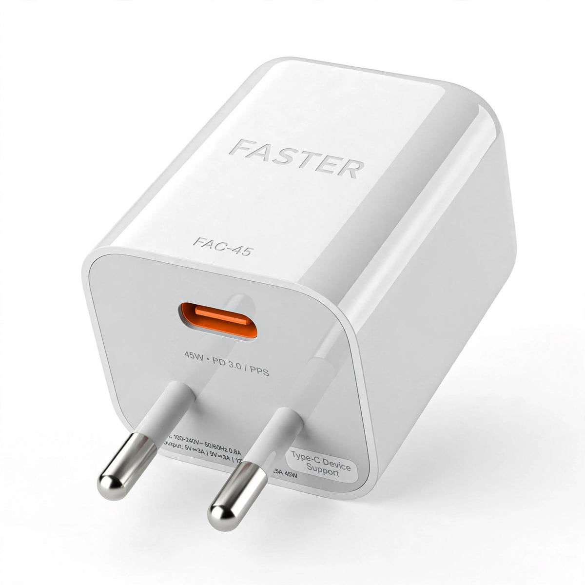 Faster FAC-45 Type-C Home Charger – Type-C Device Support, Home Wall Charging