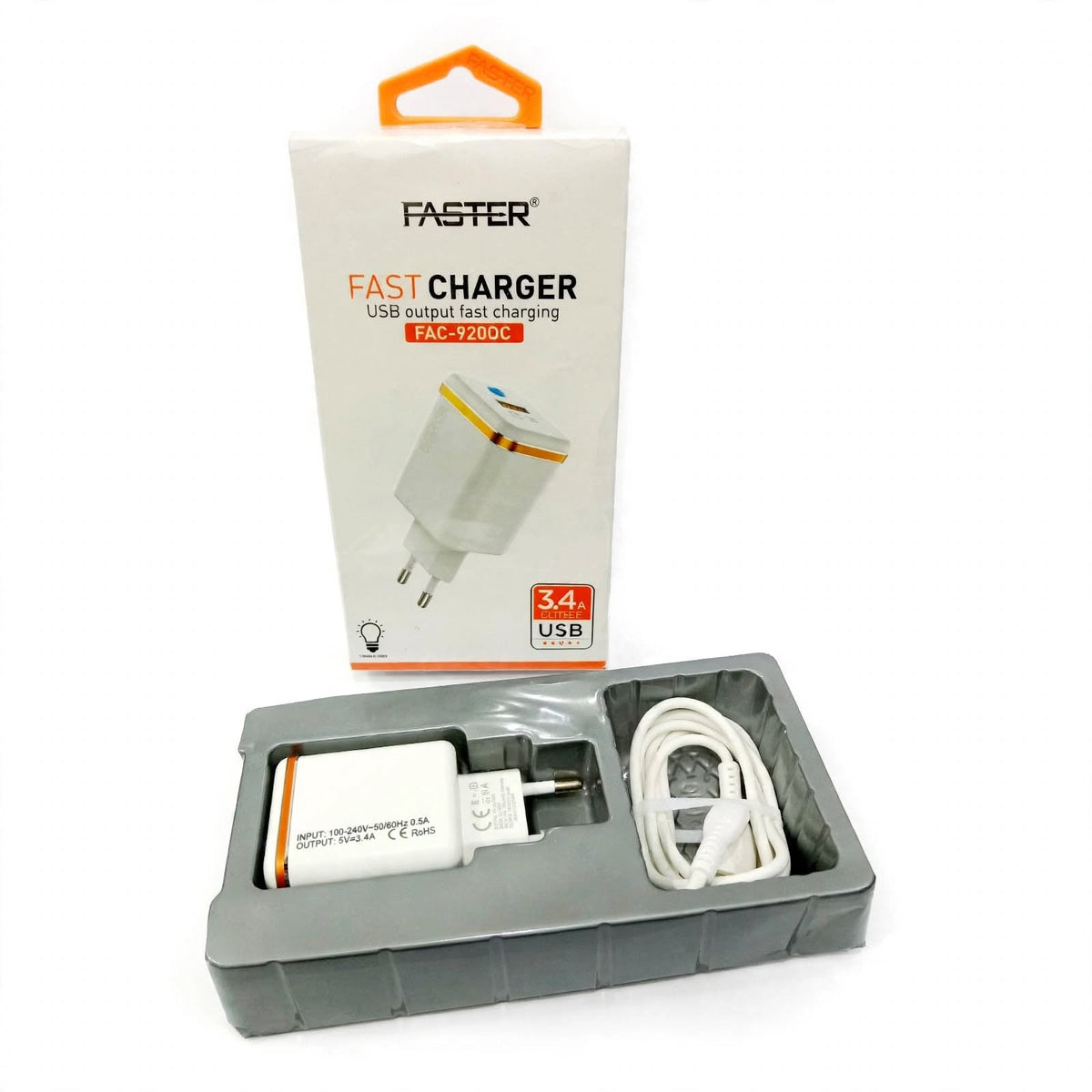 Faster FAC920 3.4A Fast Charger Android – 3.4A Rated Charging, Android Device Support