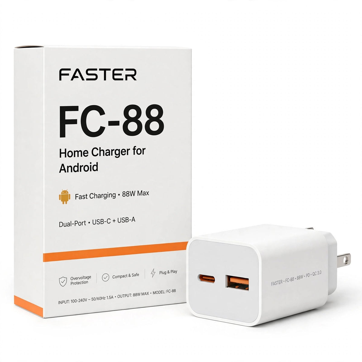 Faster FC88 Home Charger for Android – Android Compatibility, Everyday Wall Power