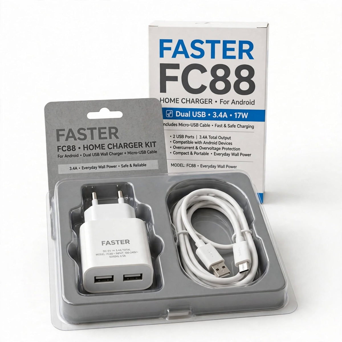 Faster FC88 Home Charger for Android – Android Compatibility, Everyday Wall Power