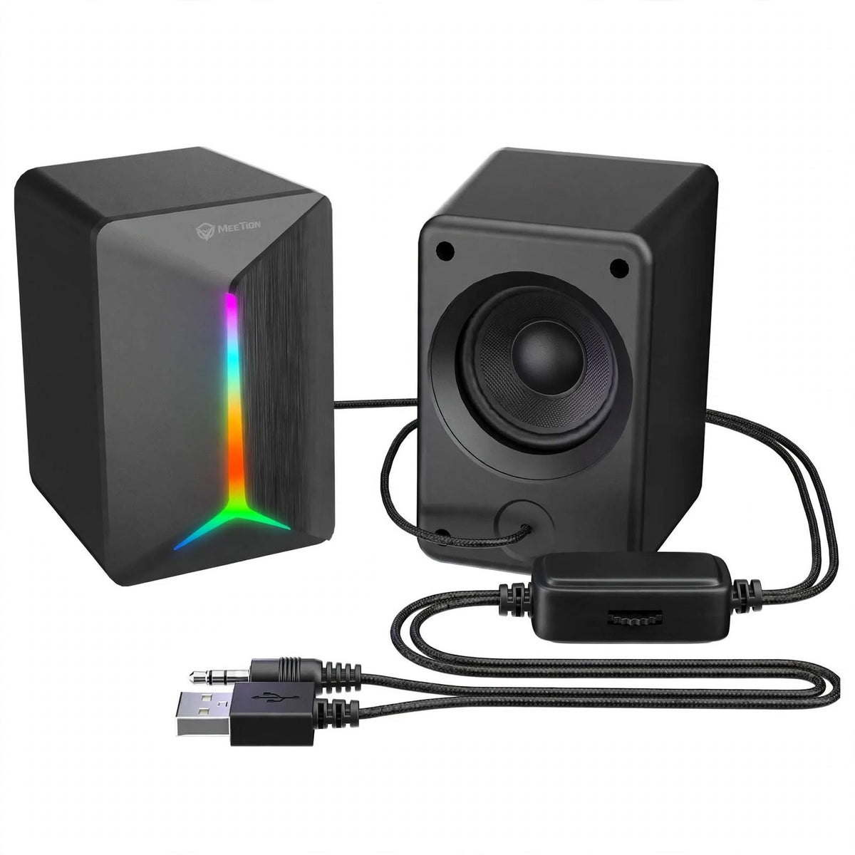 Meetion MT-SP2011 Desktop Speakers with Wired Stereo Sound, LED Light & Desktop Design