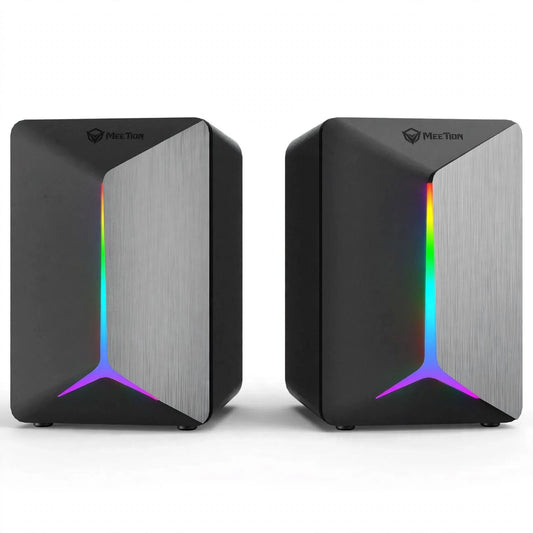 Meetion MT-SP2011 Desktop Speakers with Wired Stereo Sound, LED Light & Desktop Design